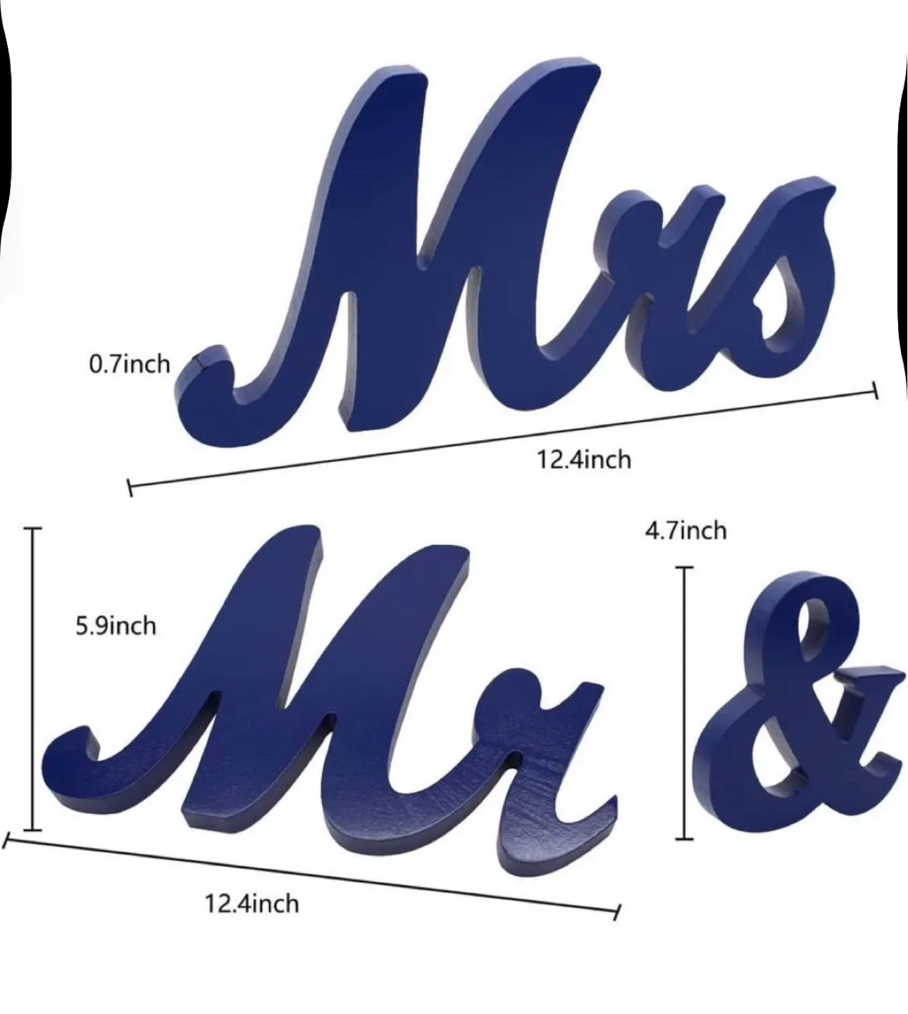 Mr & Mrs Wood Signs Set Navy Blue - photo 3
