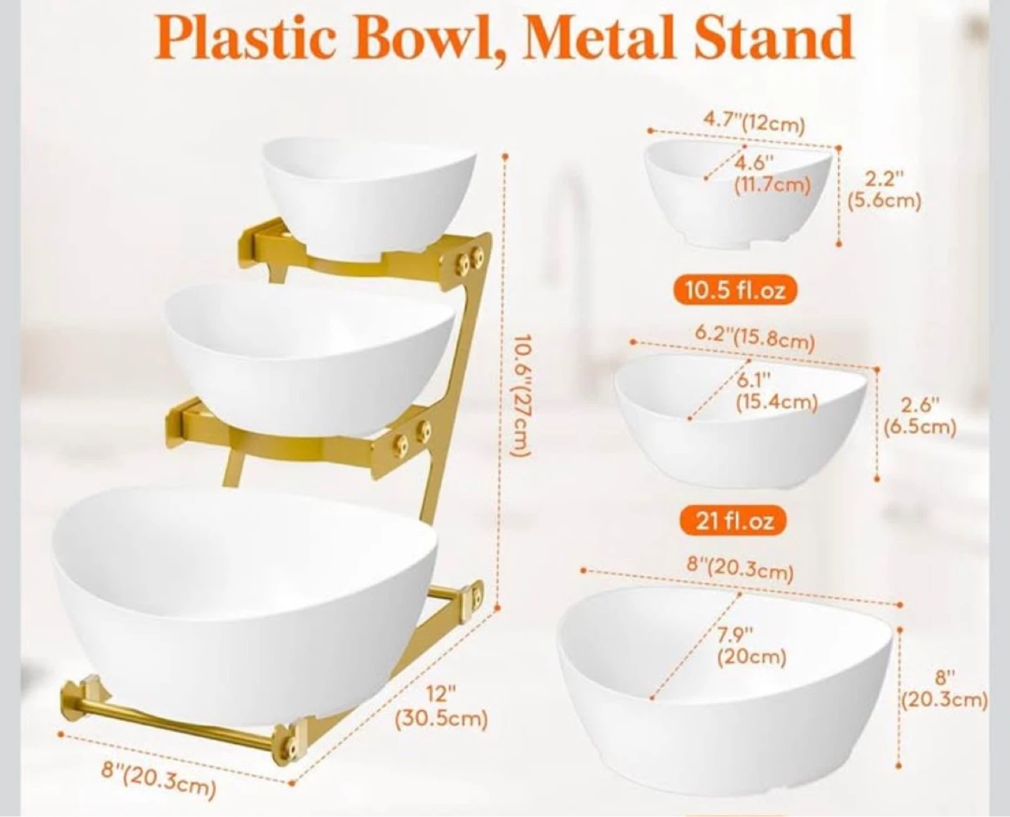 3-Tier Serving Stand with Plastic Bowls