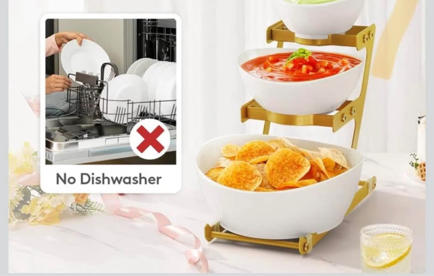 3-Tier Serving Stand with Plastic Bowls - photo 3