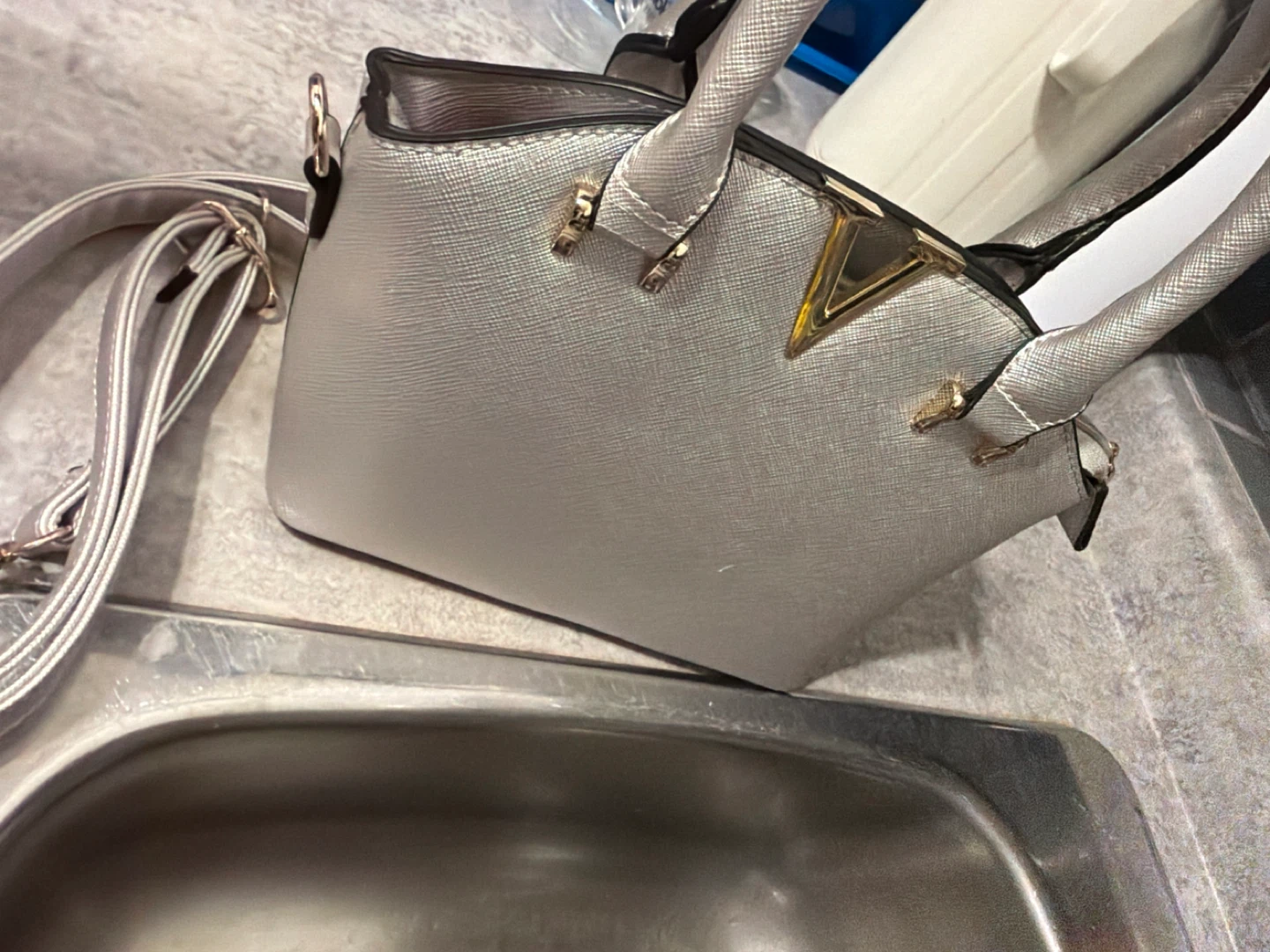 Silver Handbag with Adjustable Strap - photo 4