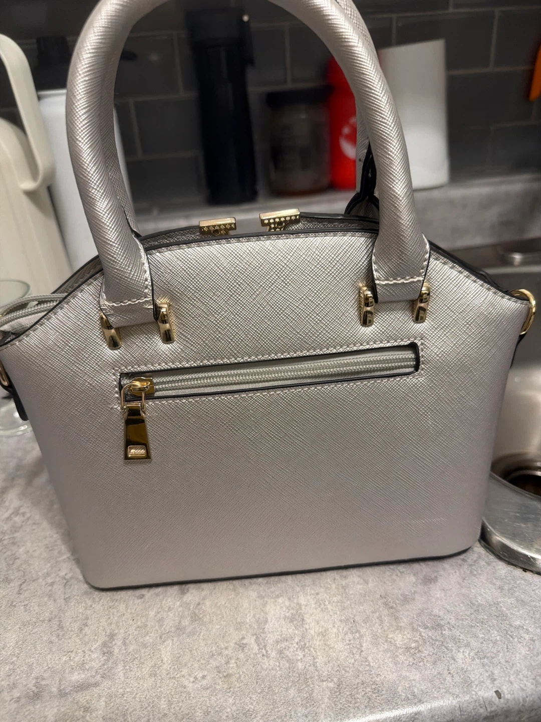 Silver Handbag with Adjustable Strap - photo 2
