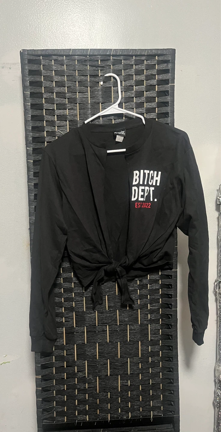 Black Bitch Dept. Long Sleeve Crop Top EST. 2022