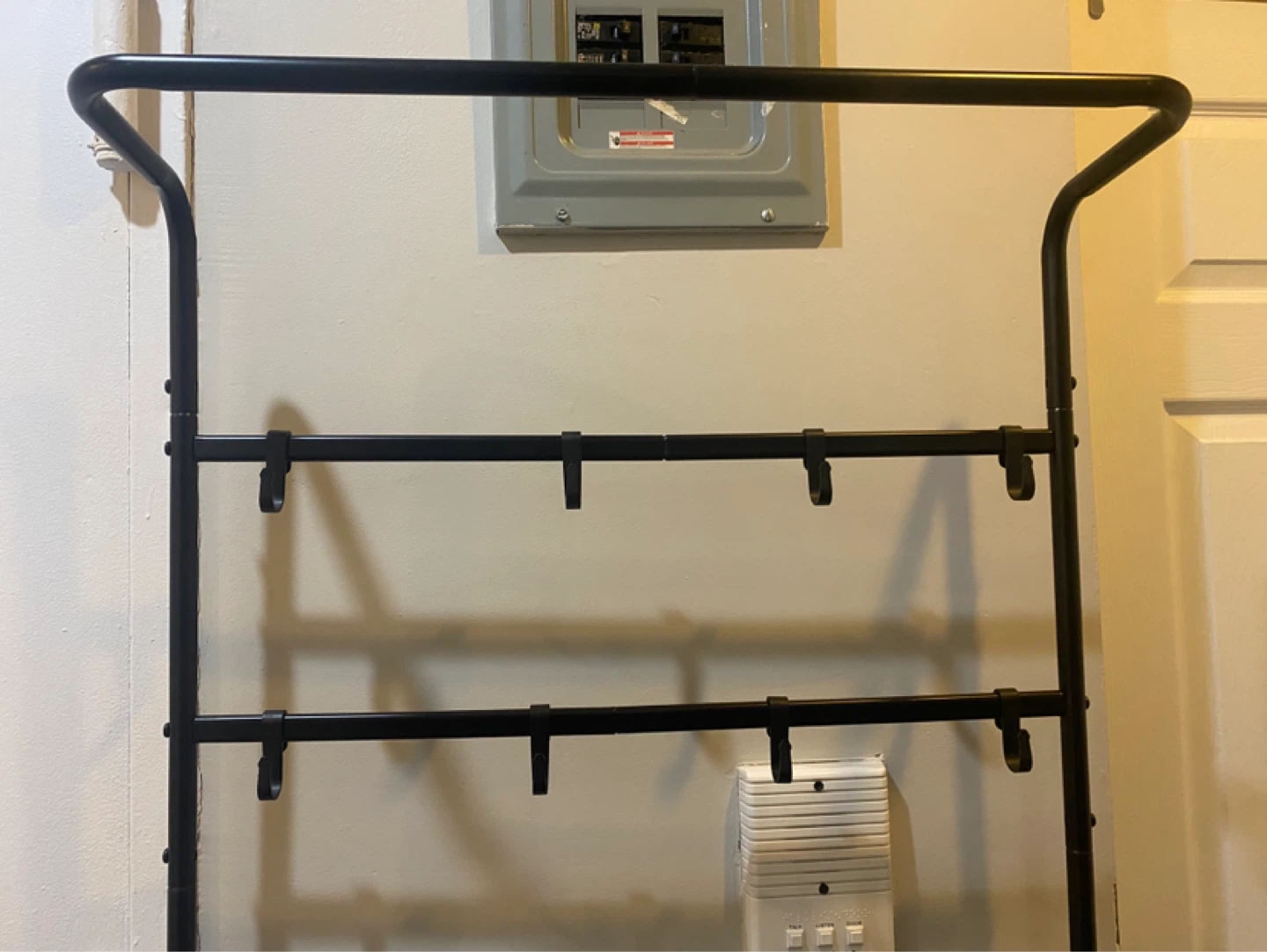 Black Entrway Coat Rack with Shoe Rack - photo 2