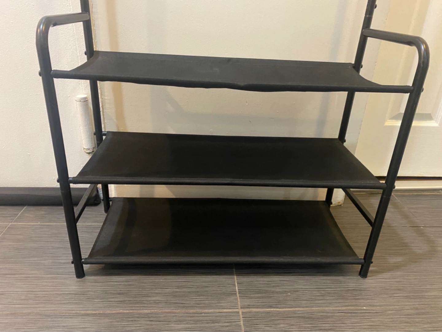 Black Entrway Coat Rack with Shoe Rack - photo 3