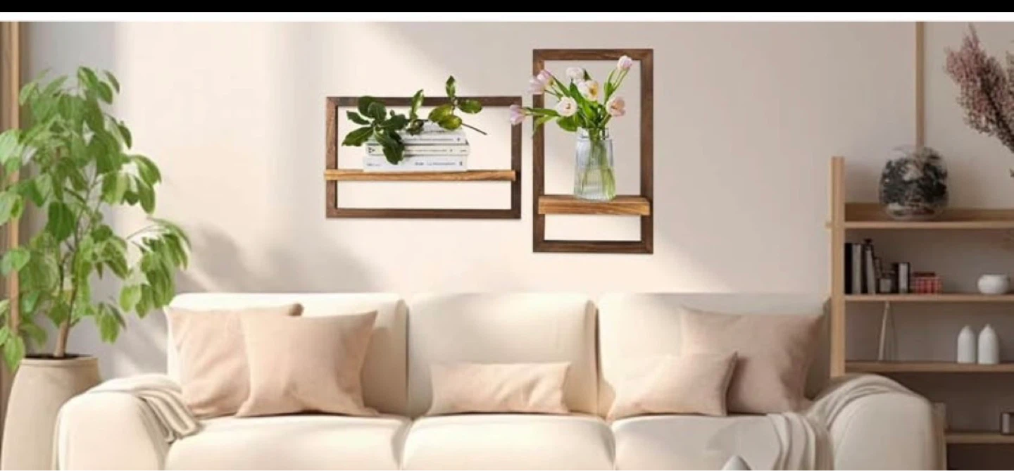 Set of 2 Wooden Wall Shelves