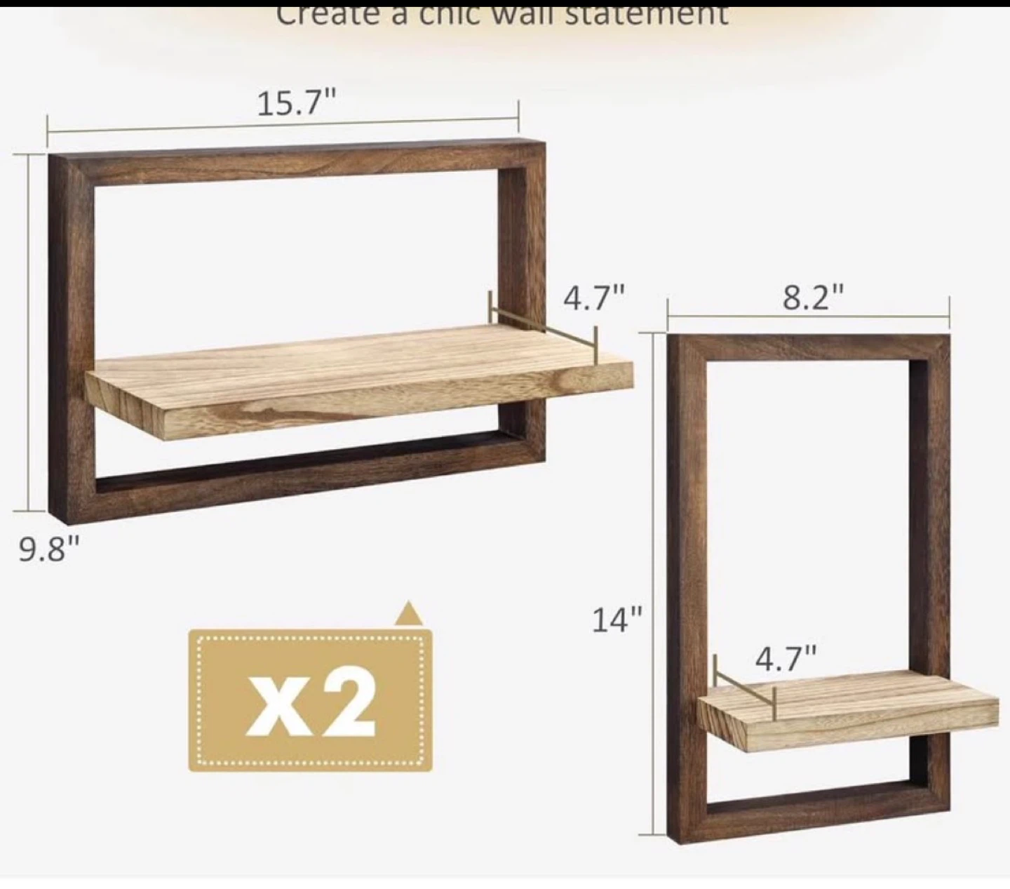 Set of 2 Wooden Wall Shelves - photo 2