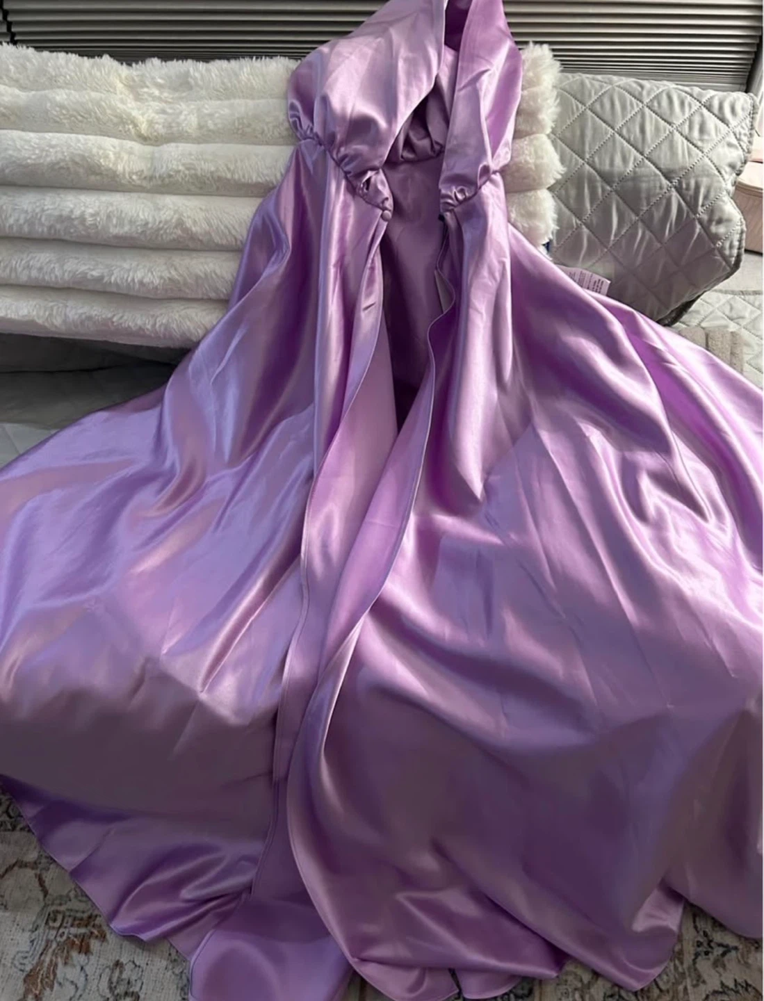 Purple Satin Hooded Cloak Cape - photo 2