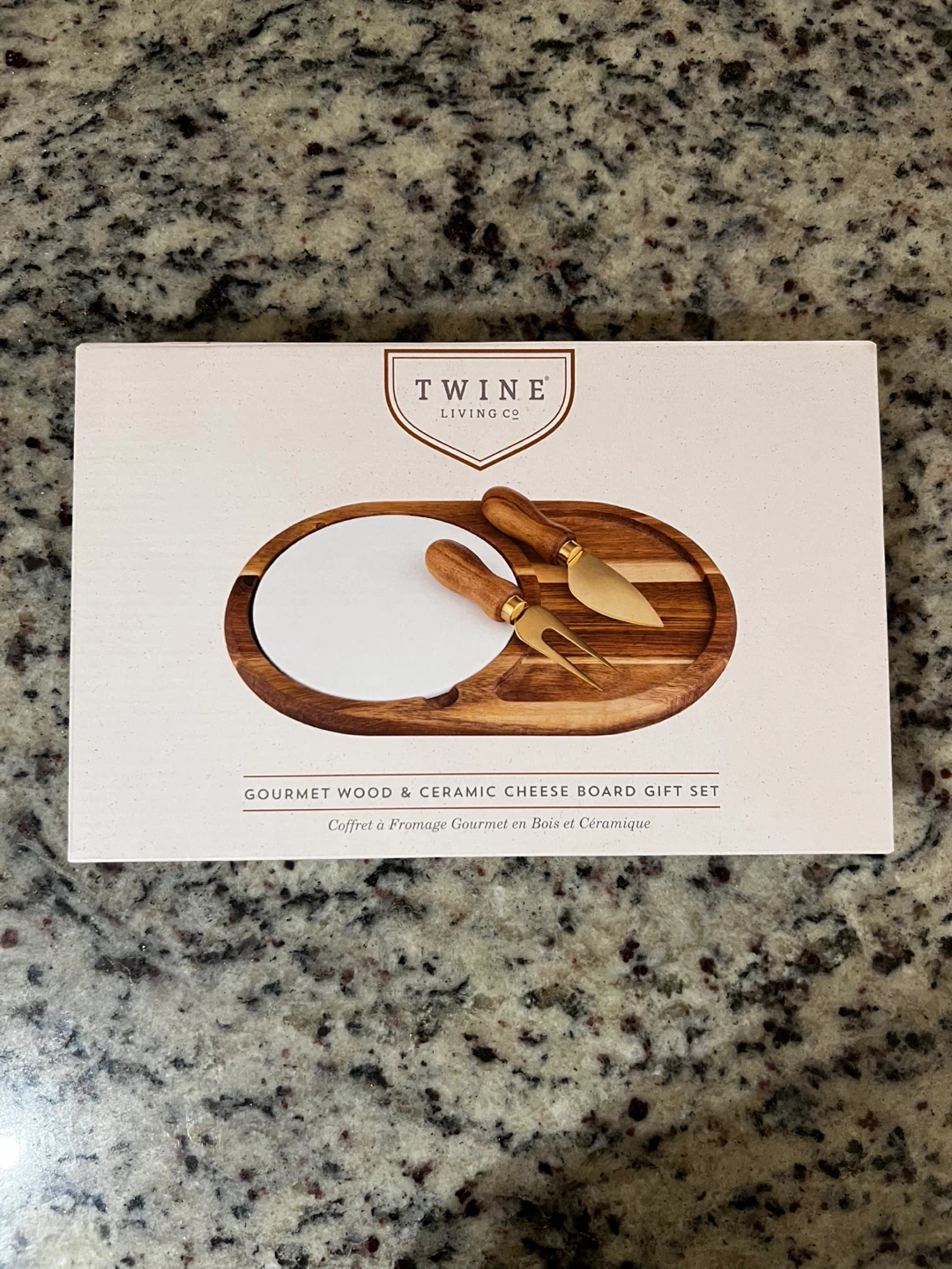 Twine Living Co. Gourmet Wood & Ceramic Cheese Board Gift Set