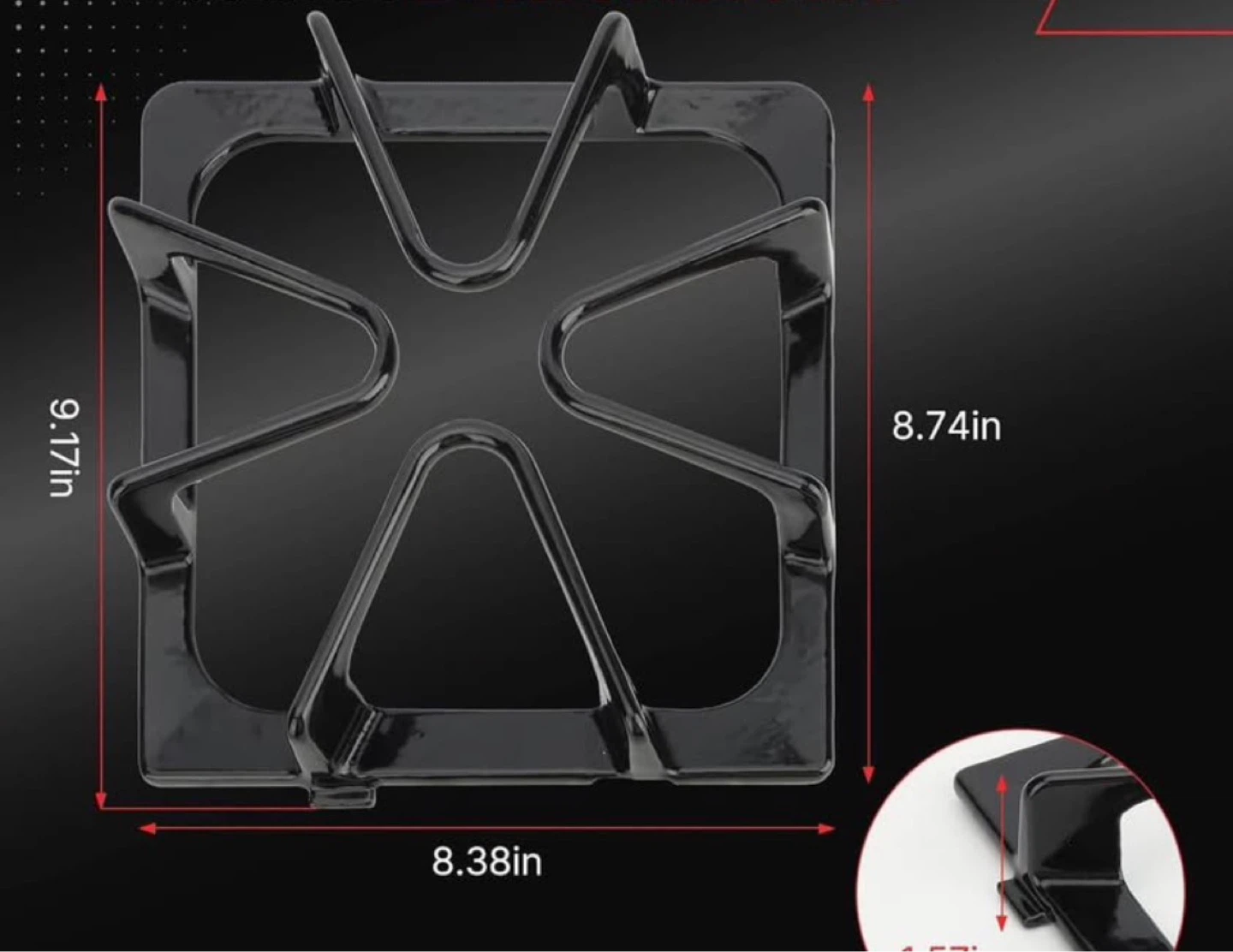Set of 4 Black Gas Stove Grates - photo 3