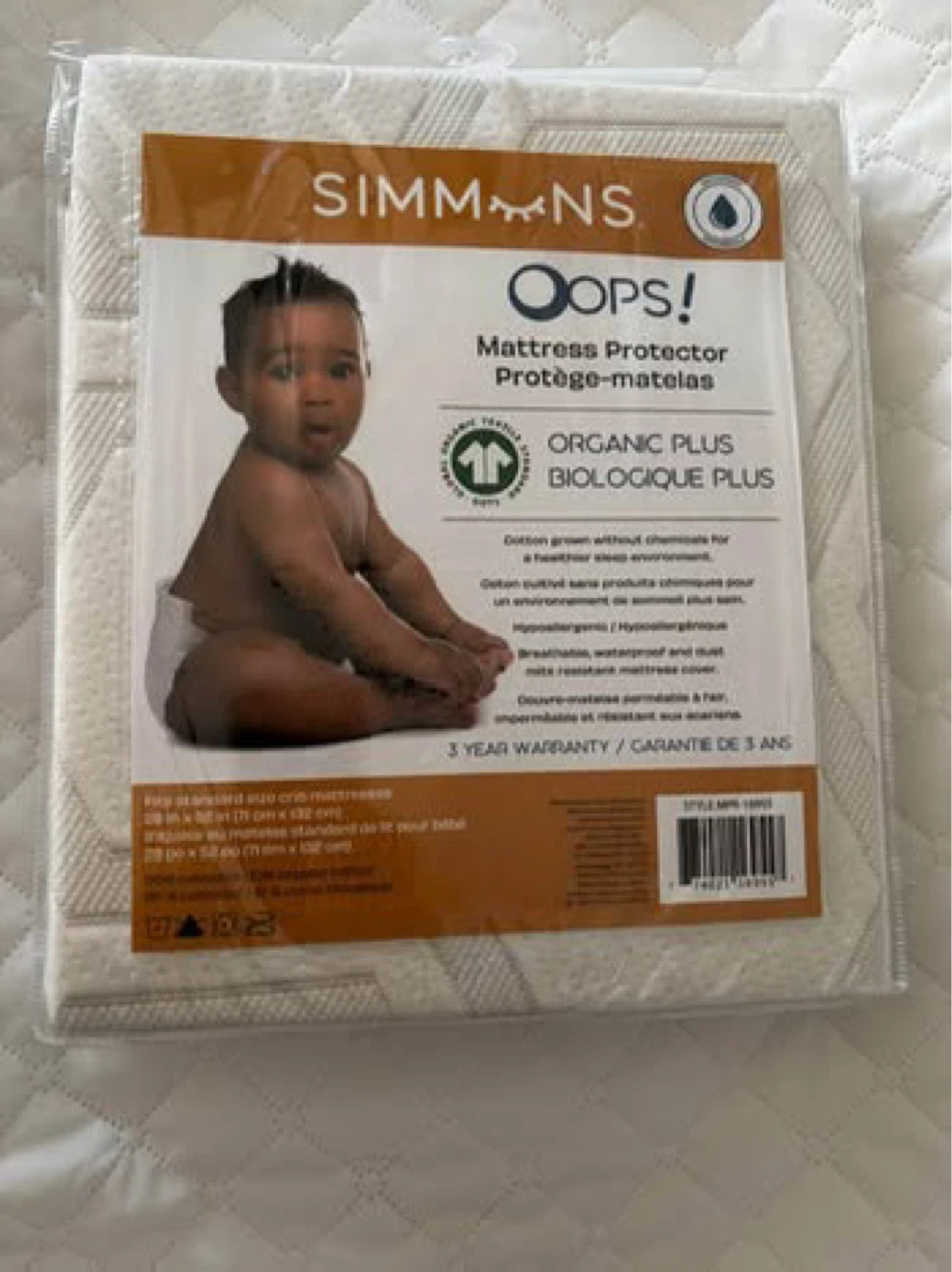 Simmons "Oops!" Organic Mattress Protector - Crib Size