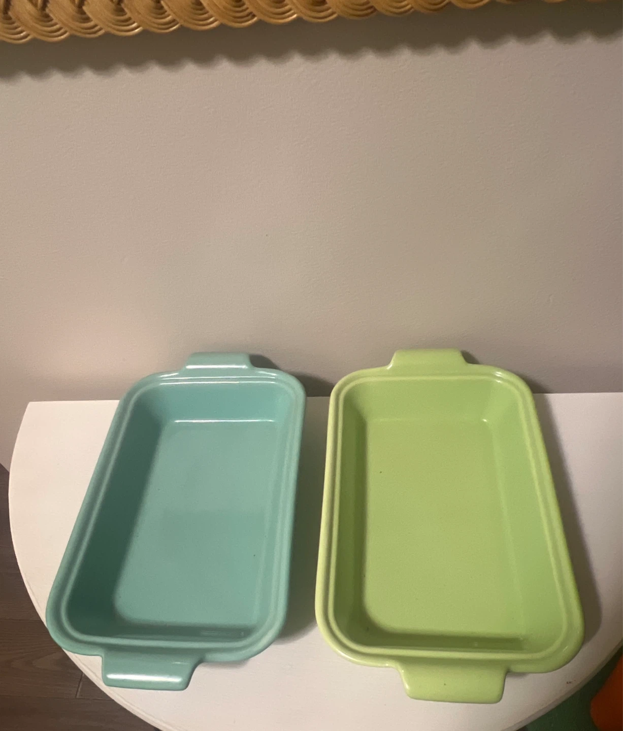 Set of 2 Rectangular Baking Dishes - Teal and Lime Green