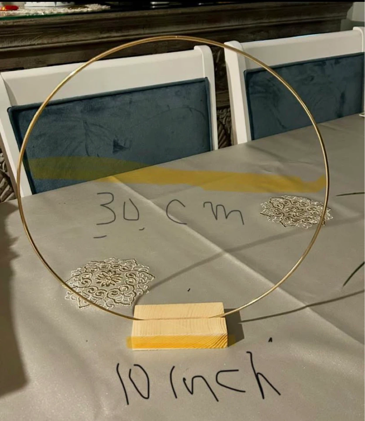 Gold Metal Hoop with Wood Base - photo 2