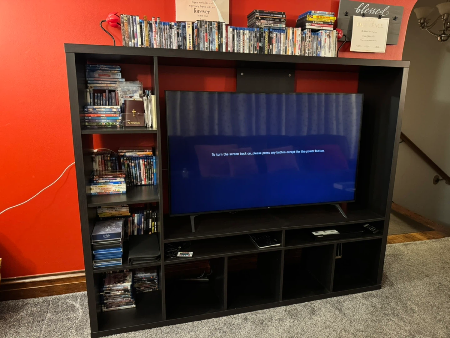 Black Entertainment Center with Shelving - photo 2