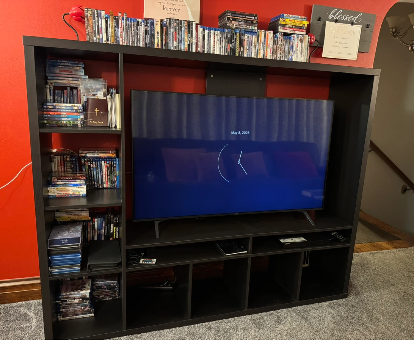 Black Entertainment Center with Shelving