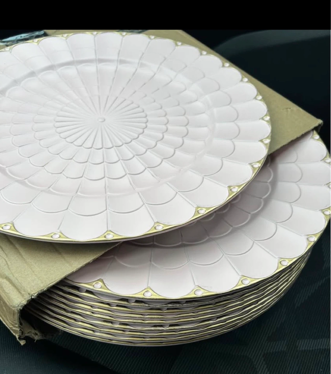 Set of 12 Pink Charger Plates with Gold Rim - photo 2