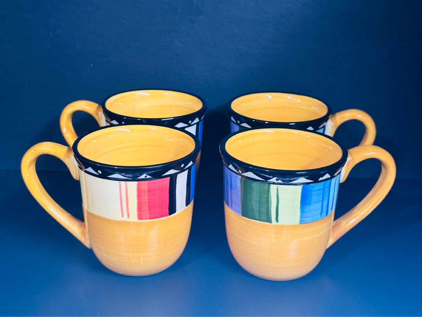 Gibson Elite Fandango Pattern Mugs Set of 4 Colorful 16oz