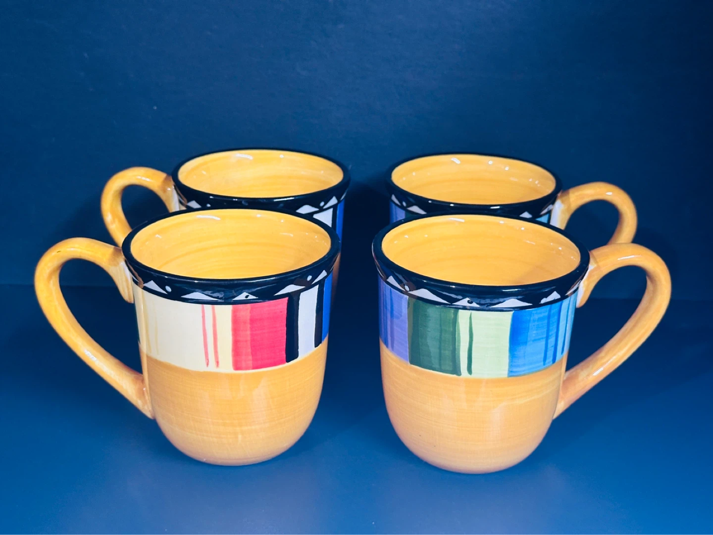 Gibson Elite Fandango Pattern Mugs Set of 4 Colorful 16oz - photo 2