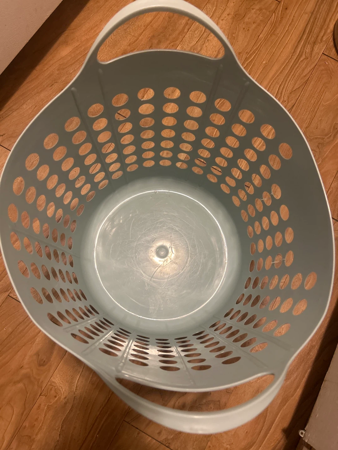 Light Blue Plastic Laundry Basket with Handles