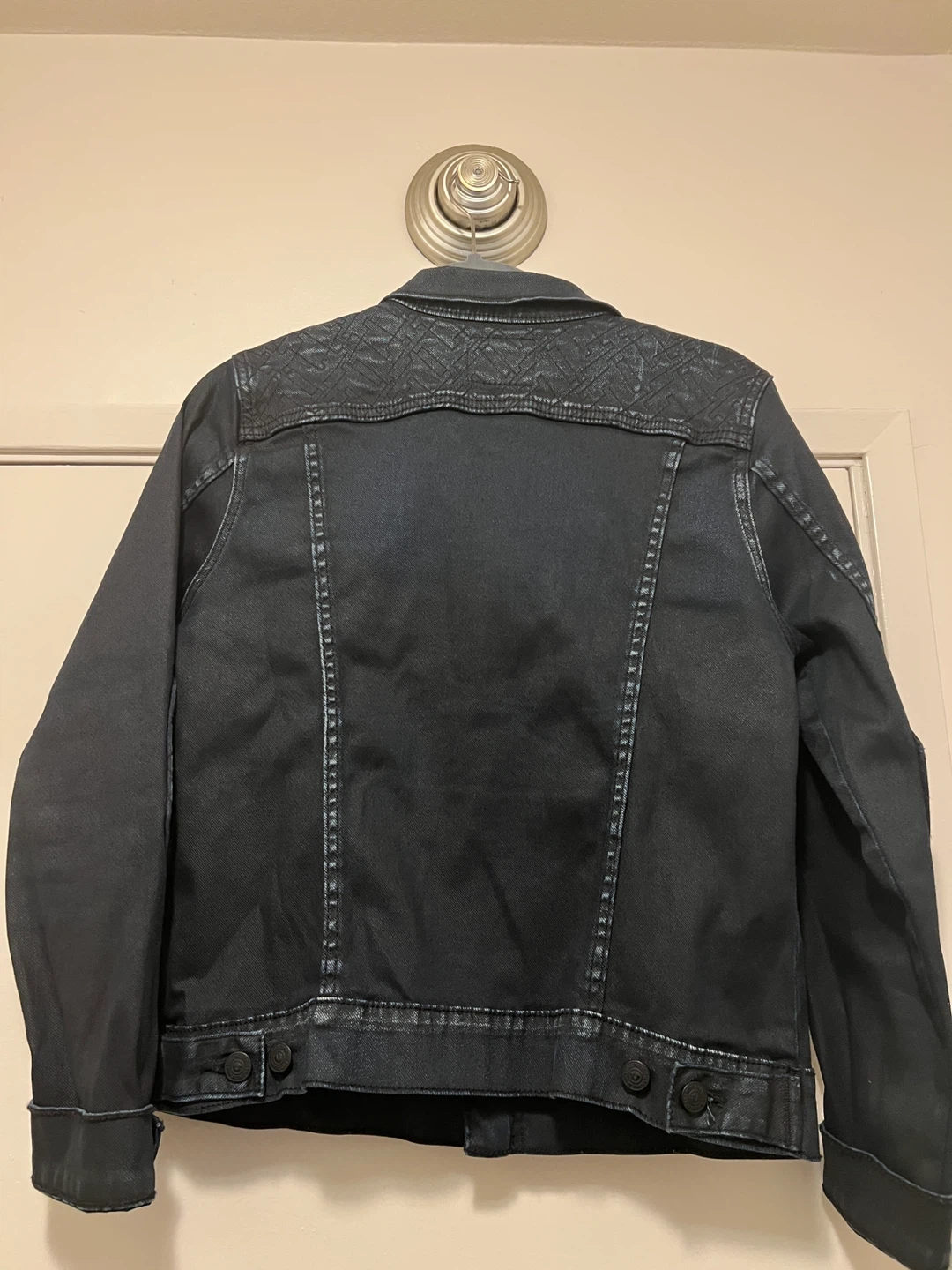 TRUE RELIGION Elbow Patch Part Acid Stretch Denim Jacket Womens - photo 2