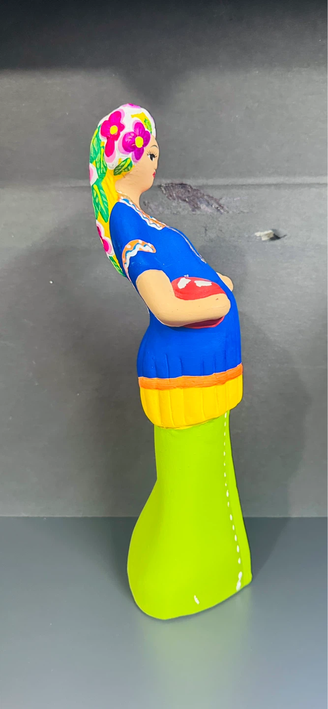 Lupita Ceramic Pregnant Female Mexican Folk Art Hand Painted - photo 2