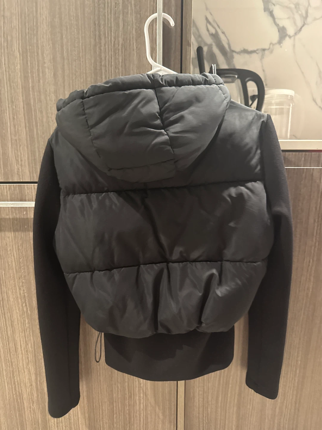 ZARA Black Puffer Cropped Jacket with Knit Sleeves - Size S - photo 3