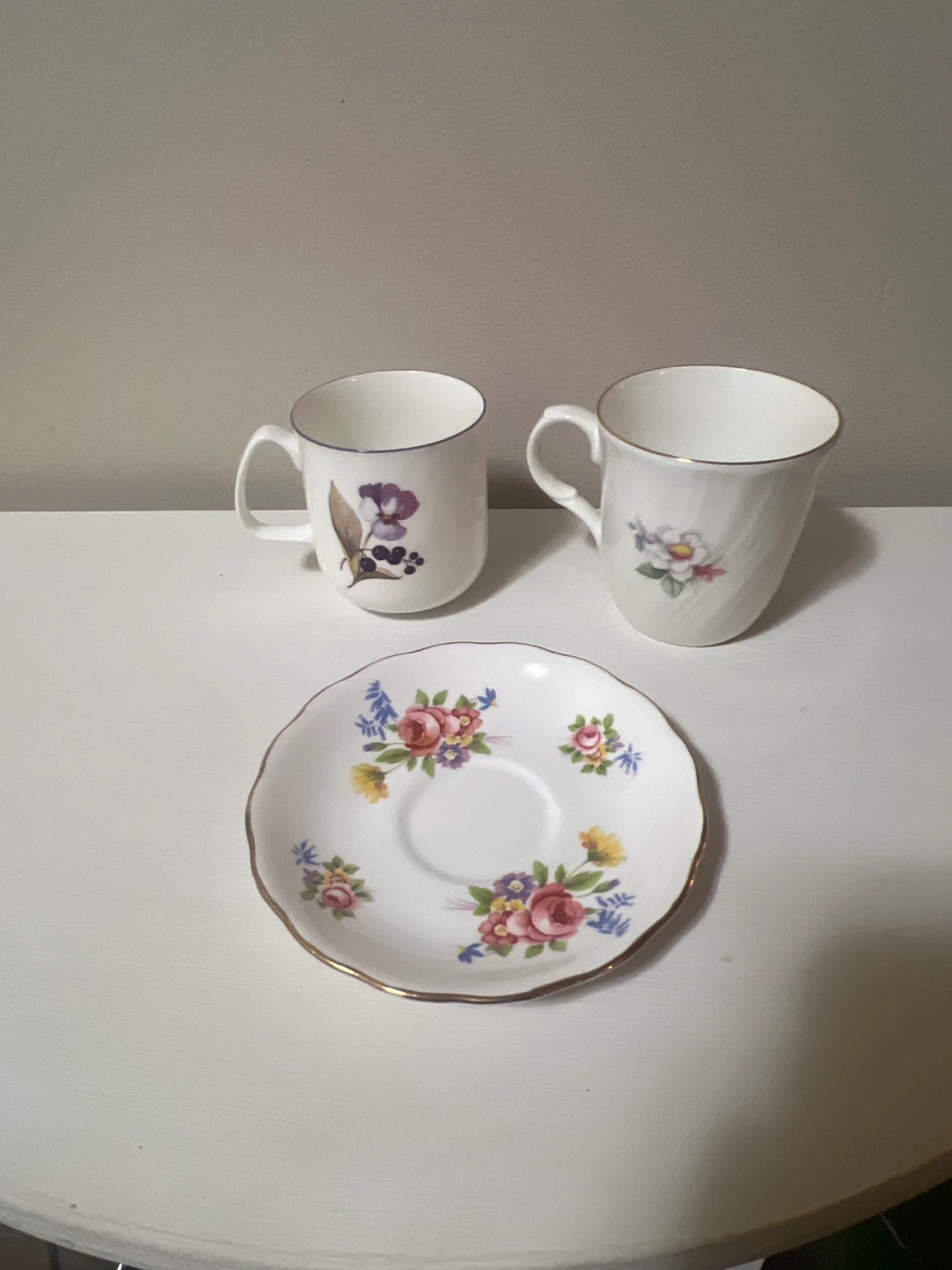 Two Vintage Teacups and a Saucer