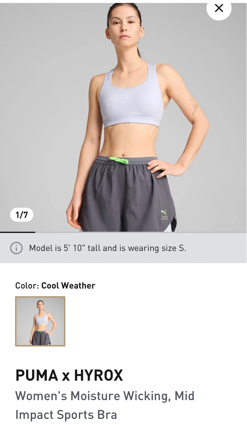 Puma x Hyrox Women's Moisture Wicking Sports Bra - Cool Weather