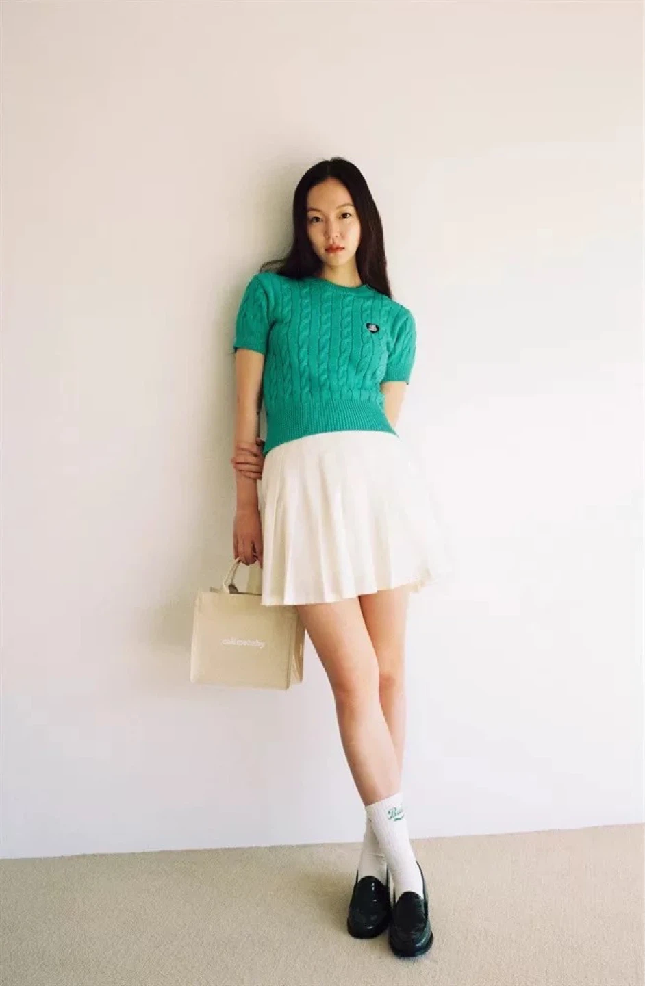 Call Me Baby Green Cable Knit Short Sleeve Sweater - photo 3