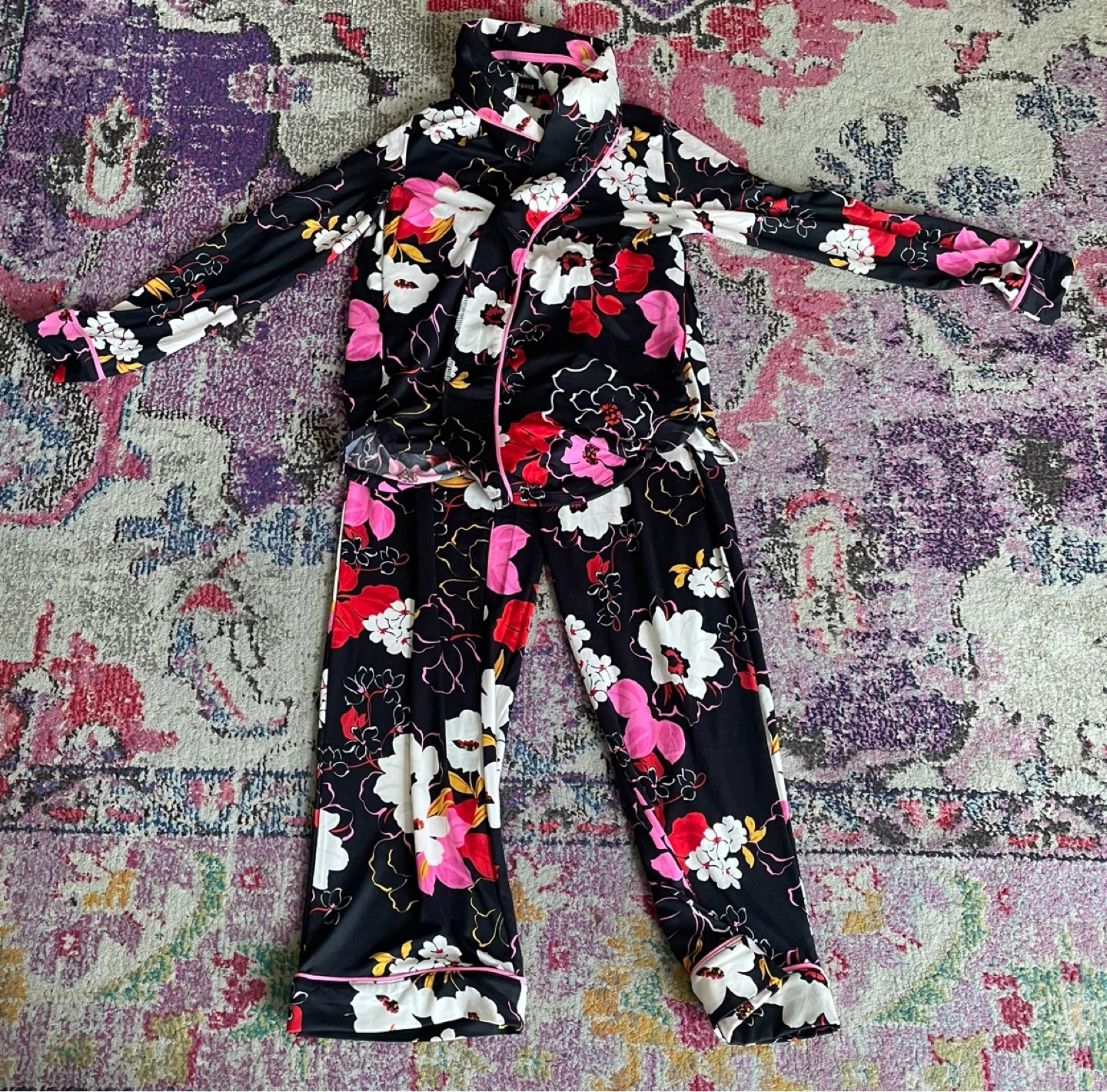 Room Service Black Floral Pajama Set - S/P