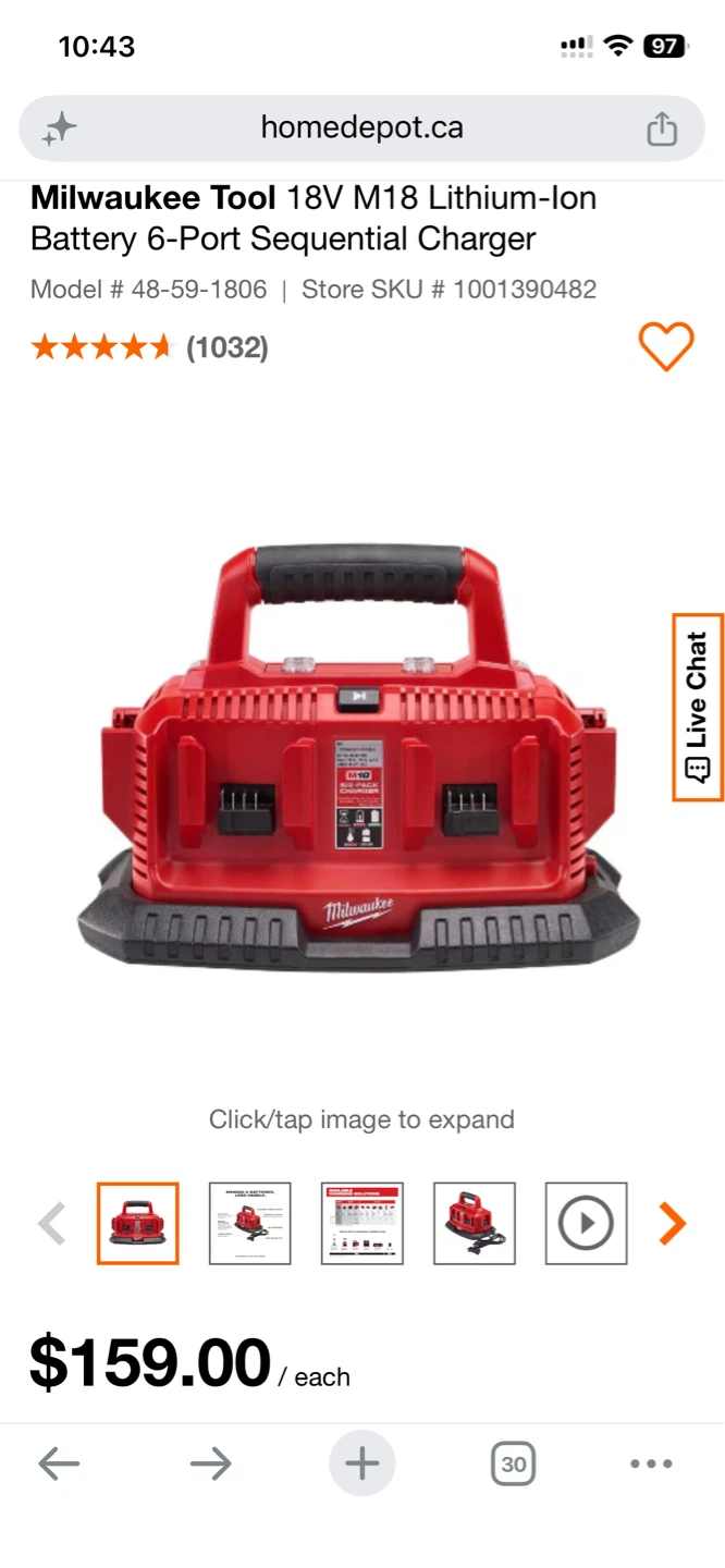 Milwaukee Tool 18V M18 Lithium-ion 6-Port Battery Charger