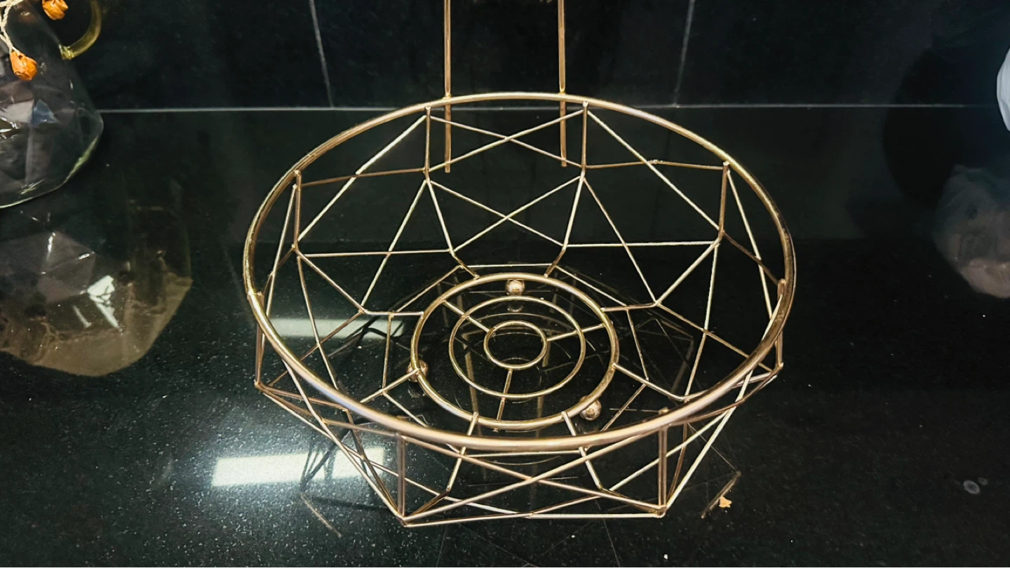 Gold Wire Fruit Basket with Handle - photo 2