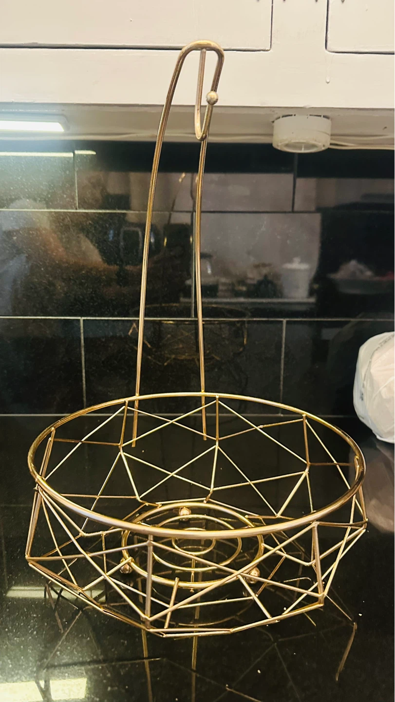Gold Wire Fruit Basket with Handle - photo 3