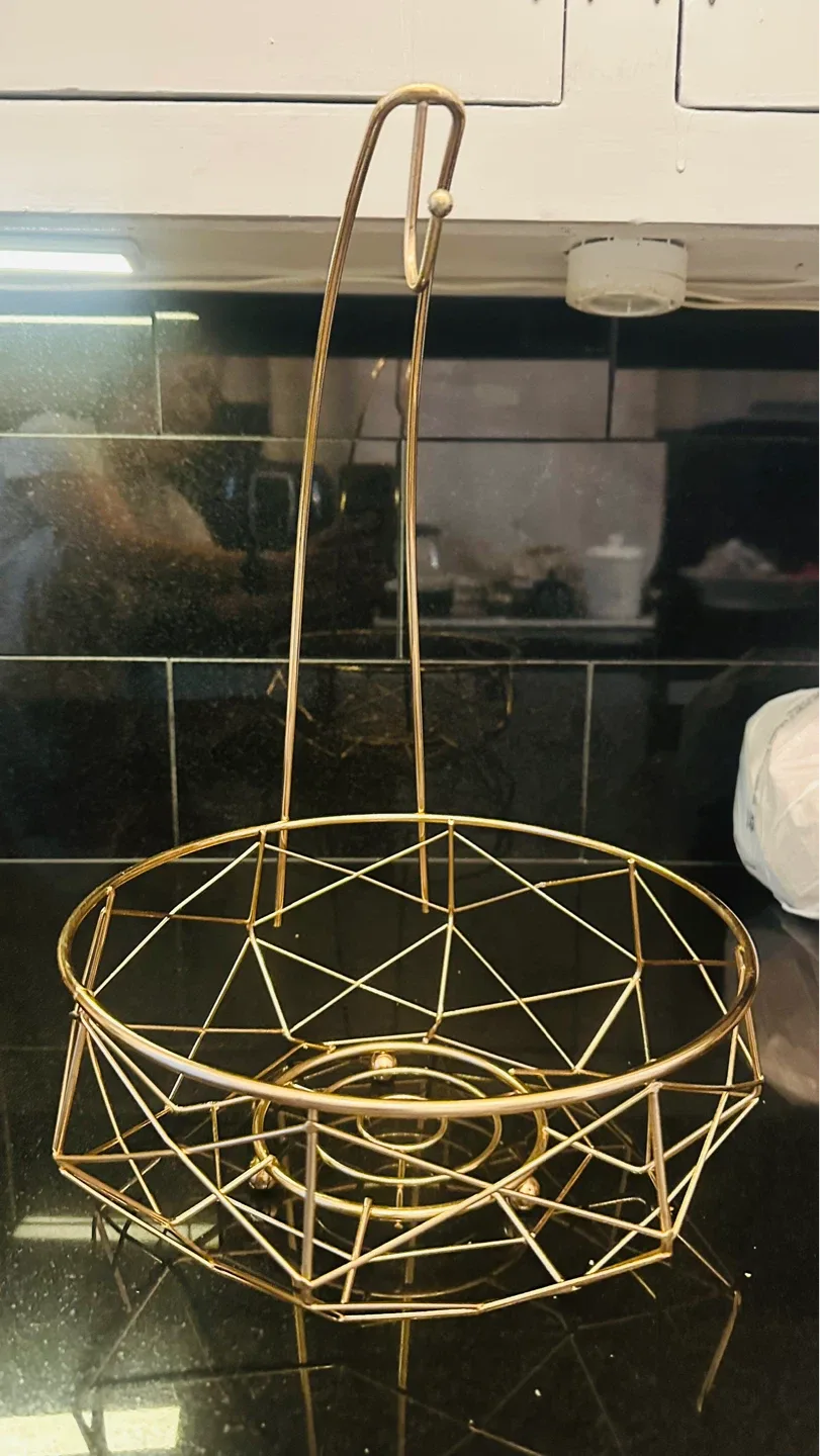Gold Wire Fruit Basket with Handle - photo 3
