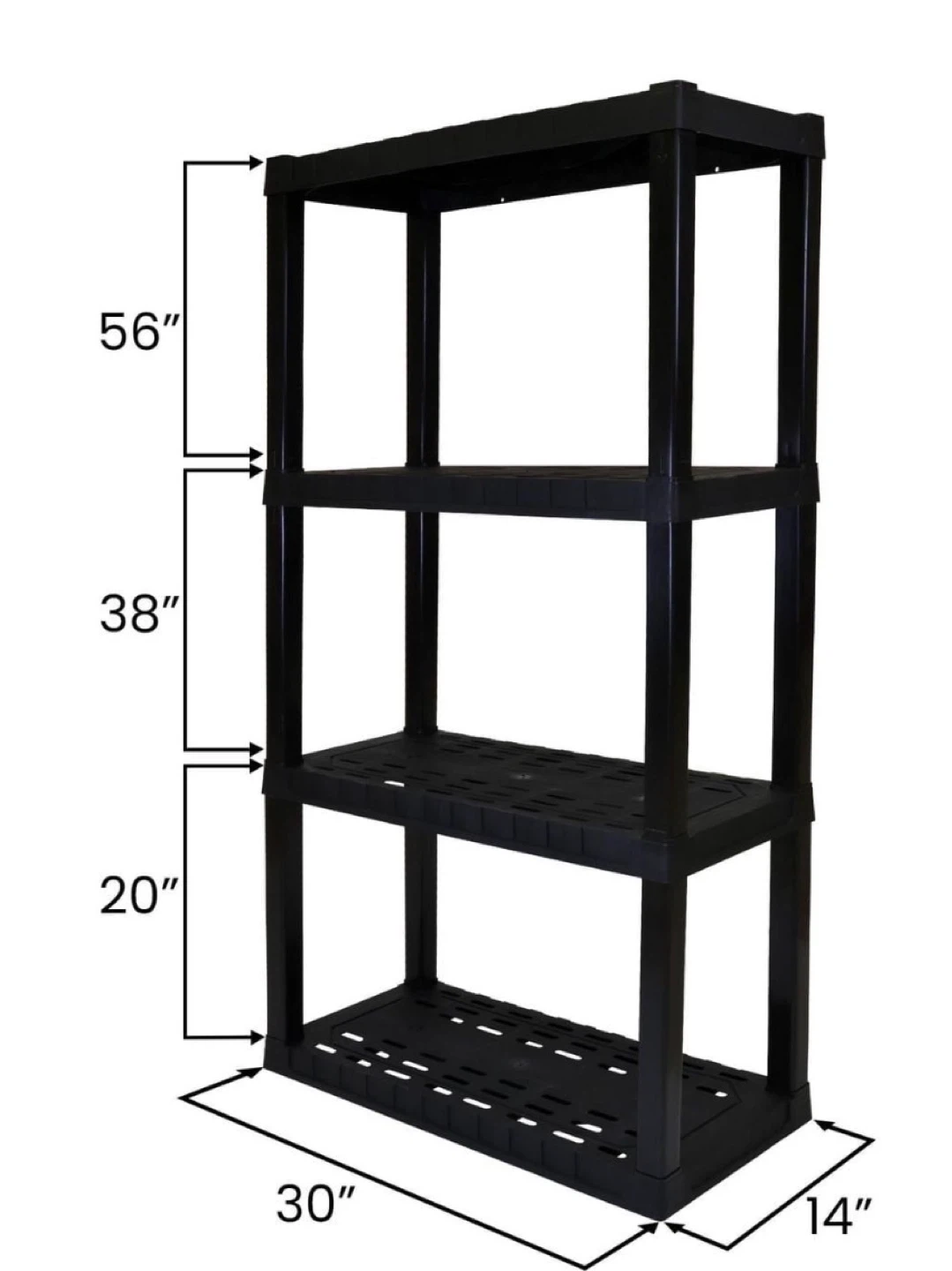 4-Tier Black Plastic Shelving Unit Storage Rack