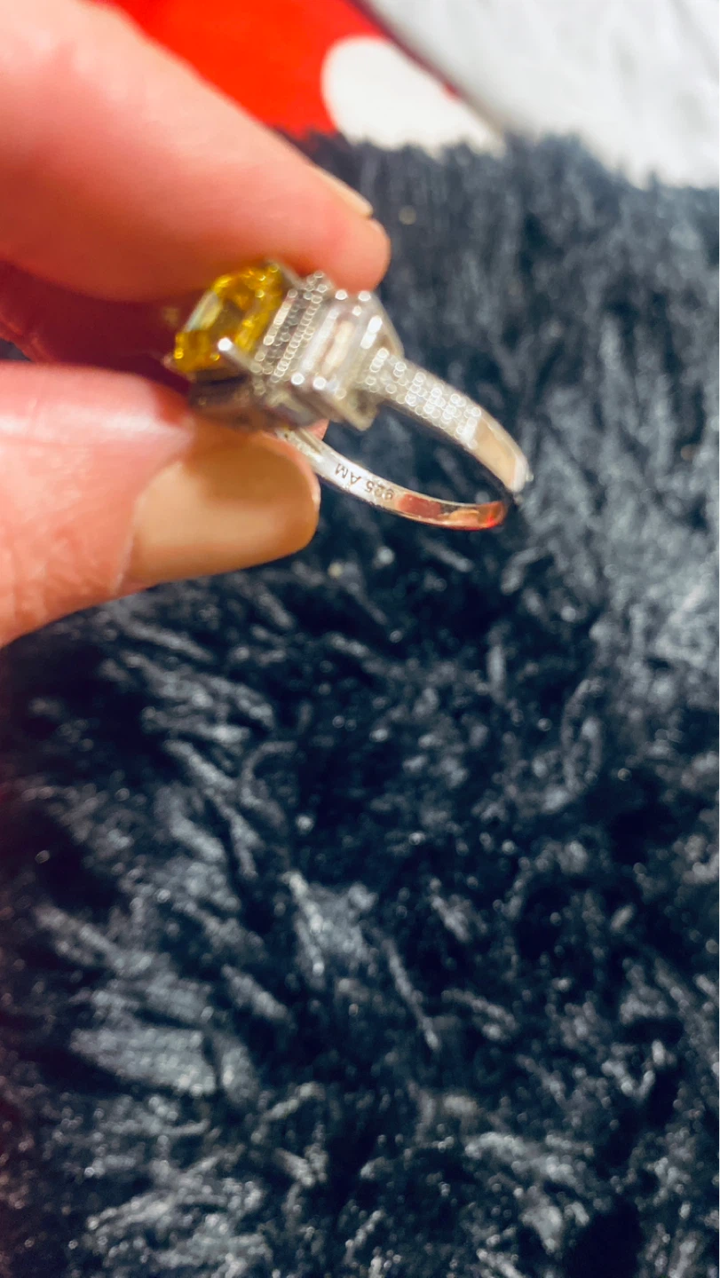 Size 7 Sterling and faux citrine ring