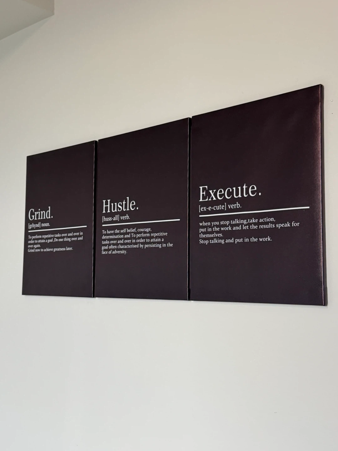 Set of 3 Motivational Wall Art Prints: Grind, Hustle, Execute