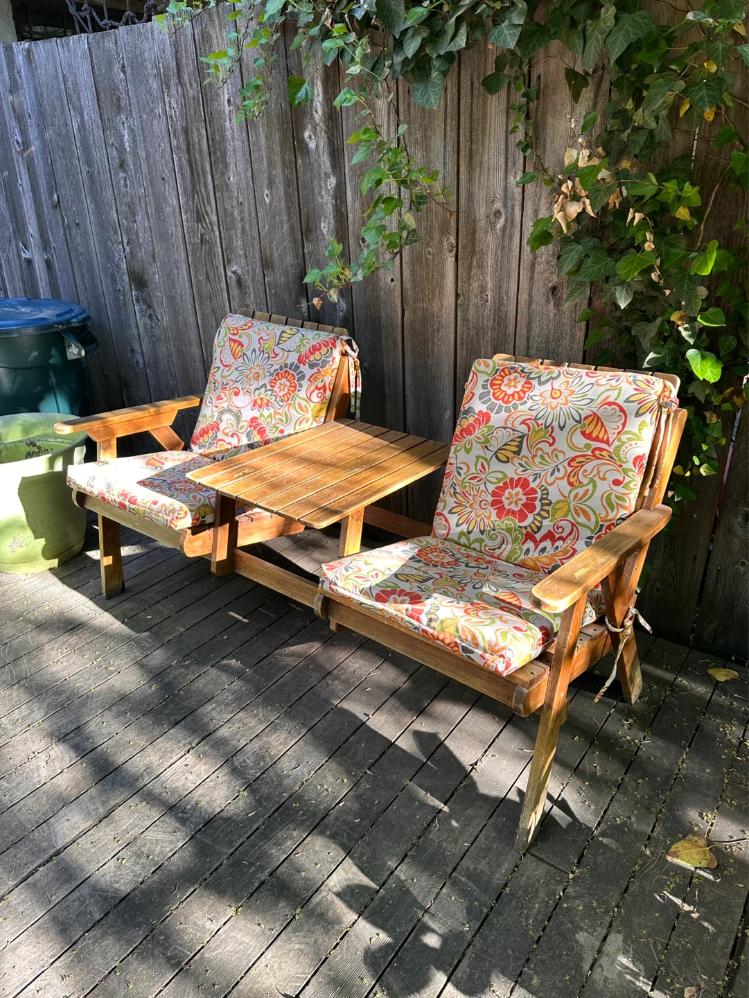 Wooden outdoor loveseat