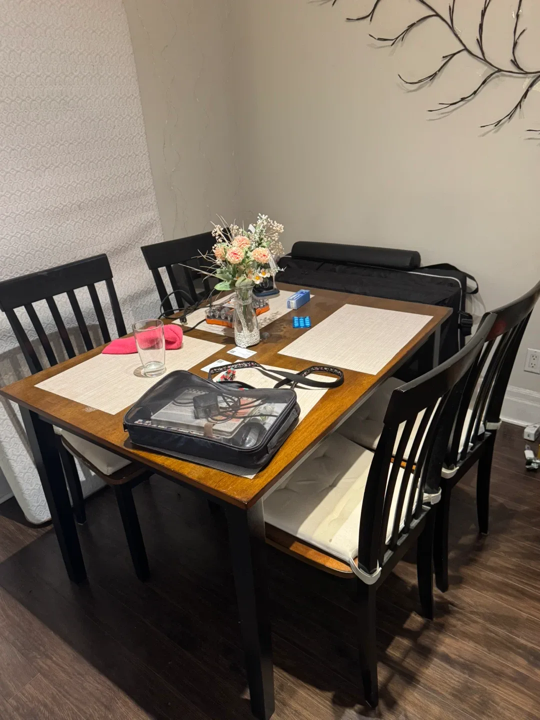 Wooden Dining Table with 4 Chairs