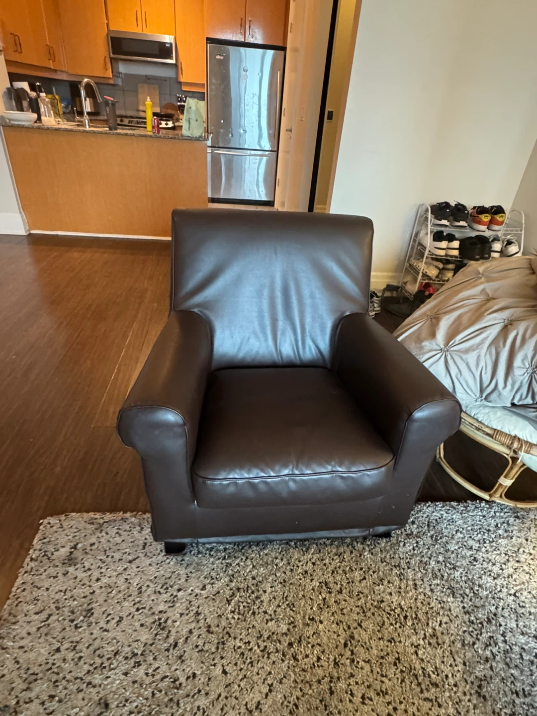 Dark Brown Leather Armchair - photo 2