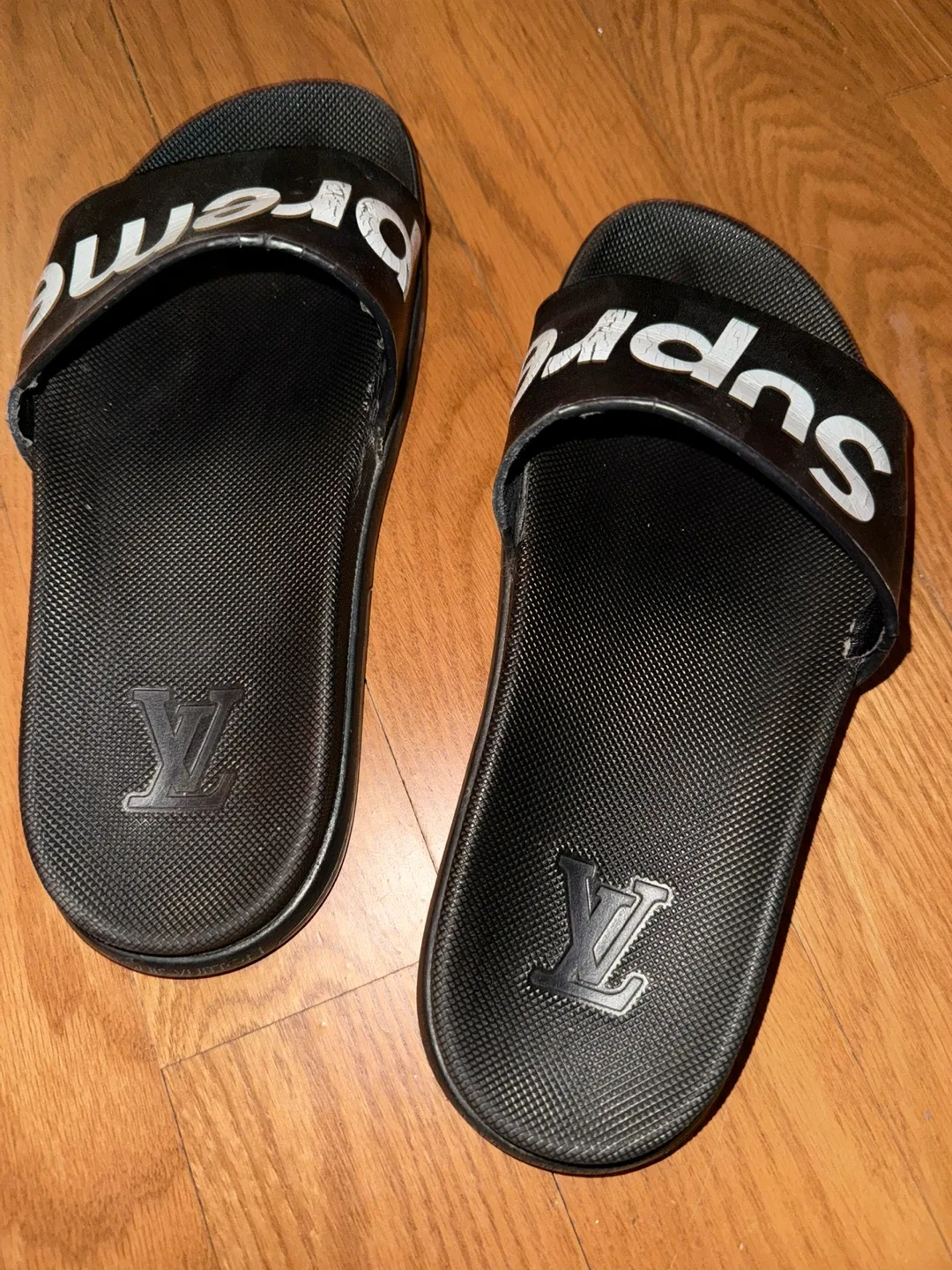 Supreme x Louis Vuitton Black Slides