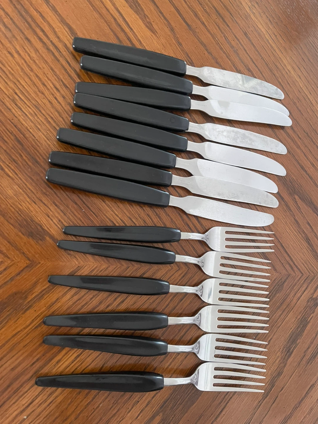 Set of Silver and Black Cutlery