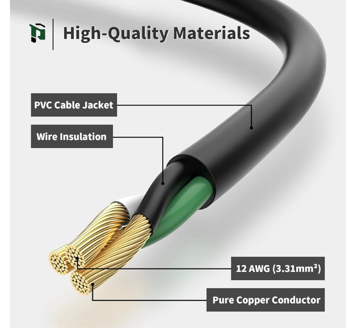 PLUGTUL Outdoor Extension Cord - 50 Ft, 12/3 SJTW, 20 Amp - photo 4