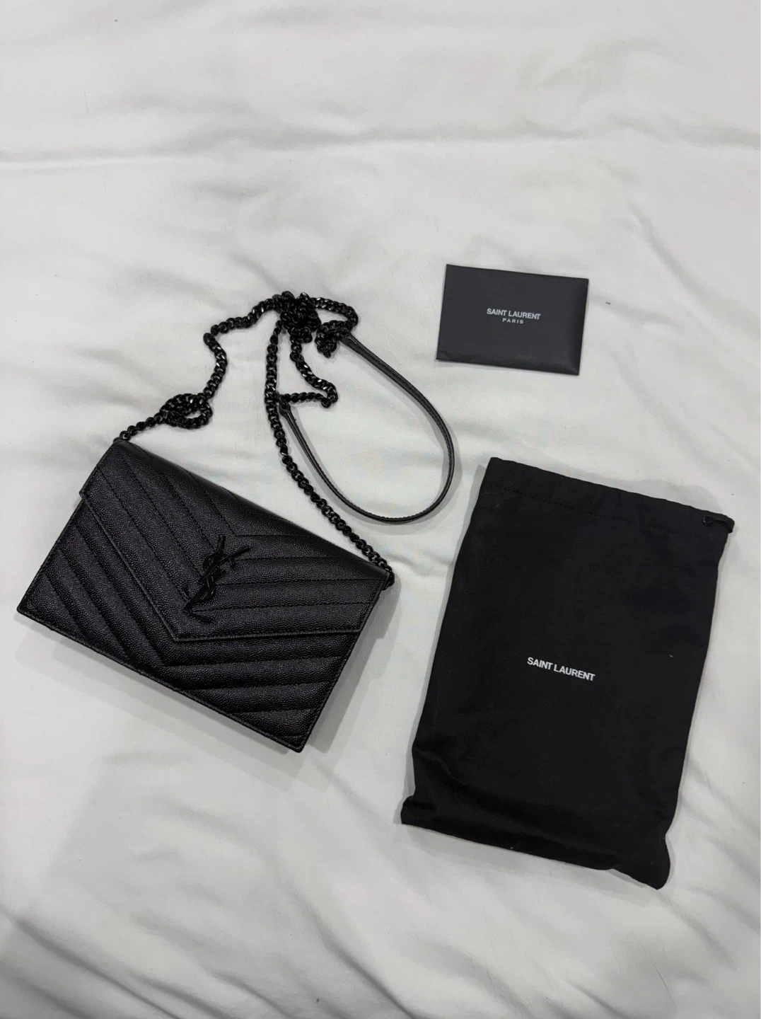 YSL Cassandre Envelope Chain Wallet Side bag