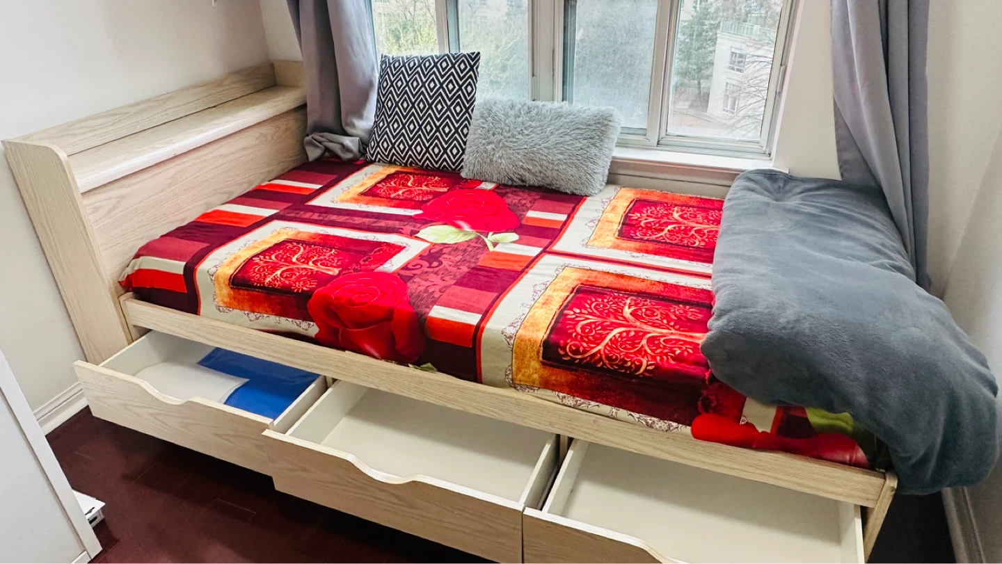 Twin bed with Drawers and Mattress