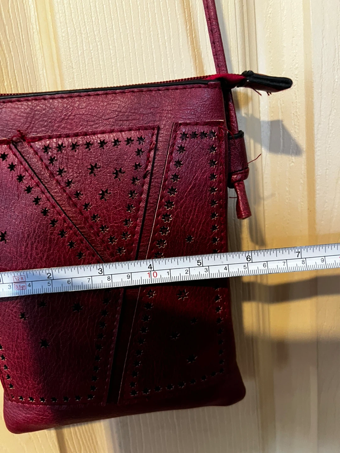 Red Faux Leather Crossbody Bag with Star Detail - photo 5