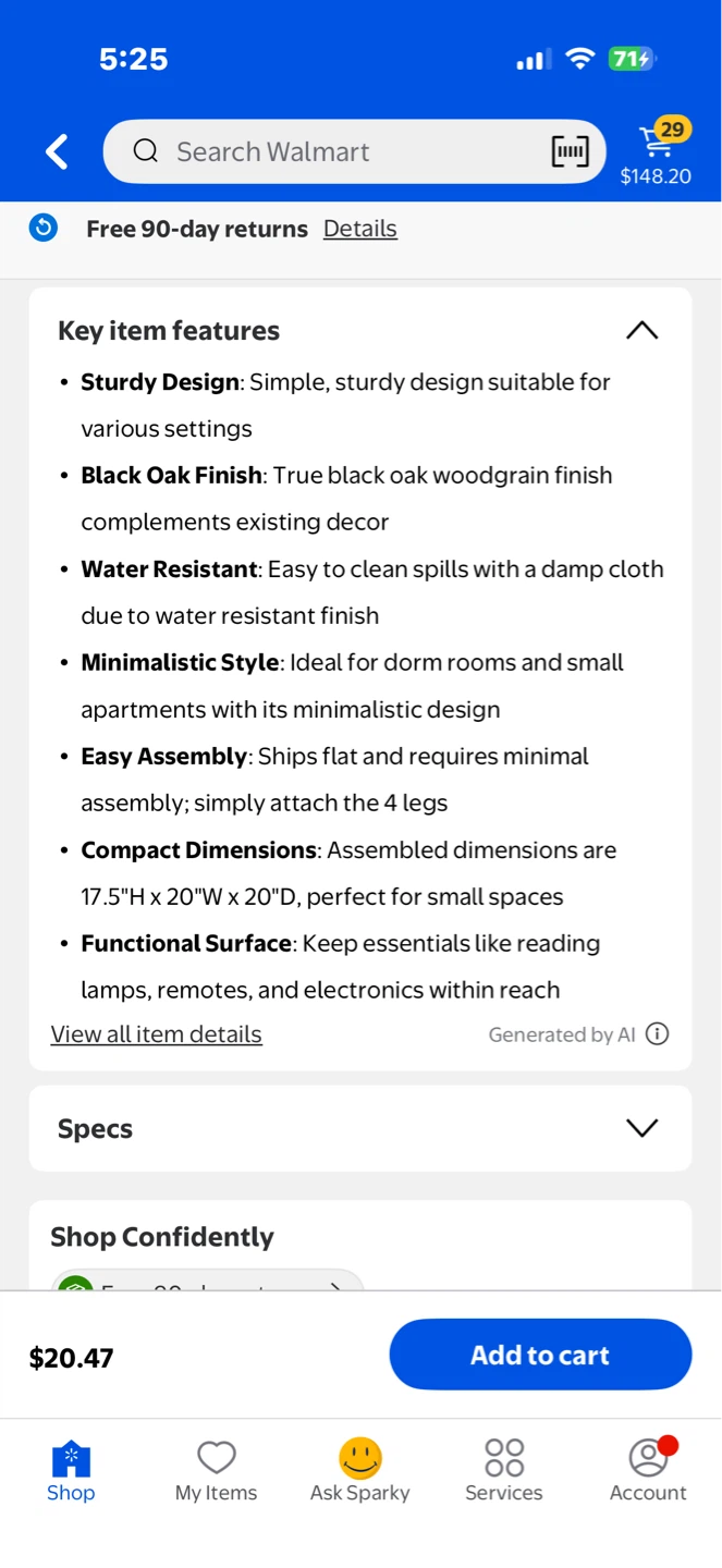 Mainstays Parsons End Table - Black Oak - photo 4