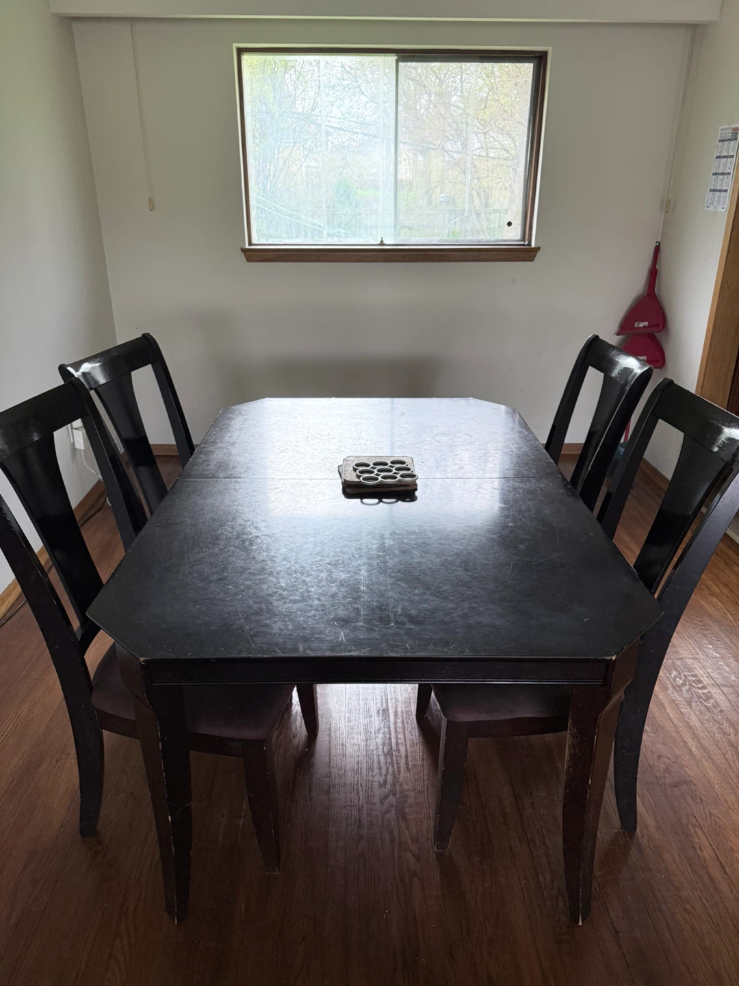 Dark Wood Dining Table and Chairs Set