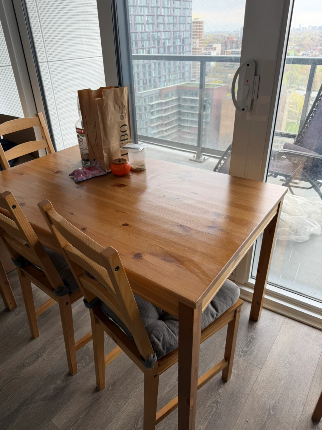 Wooden Dining Table with 4 Chairs