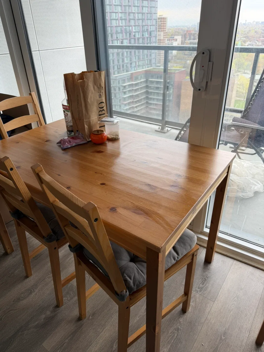 Wooden Dining Table with 4 Chairs