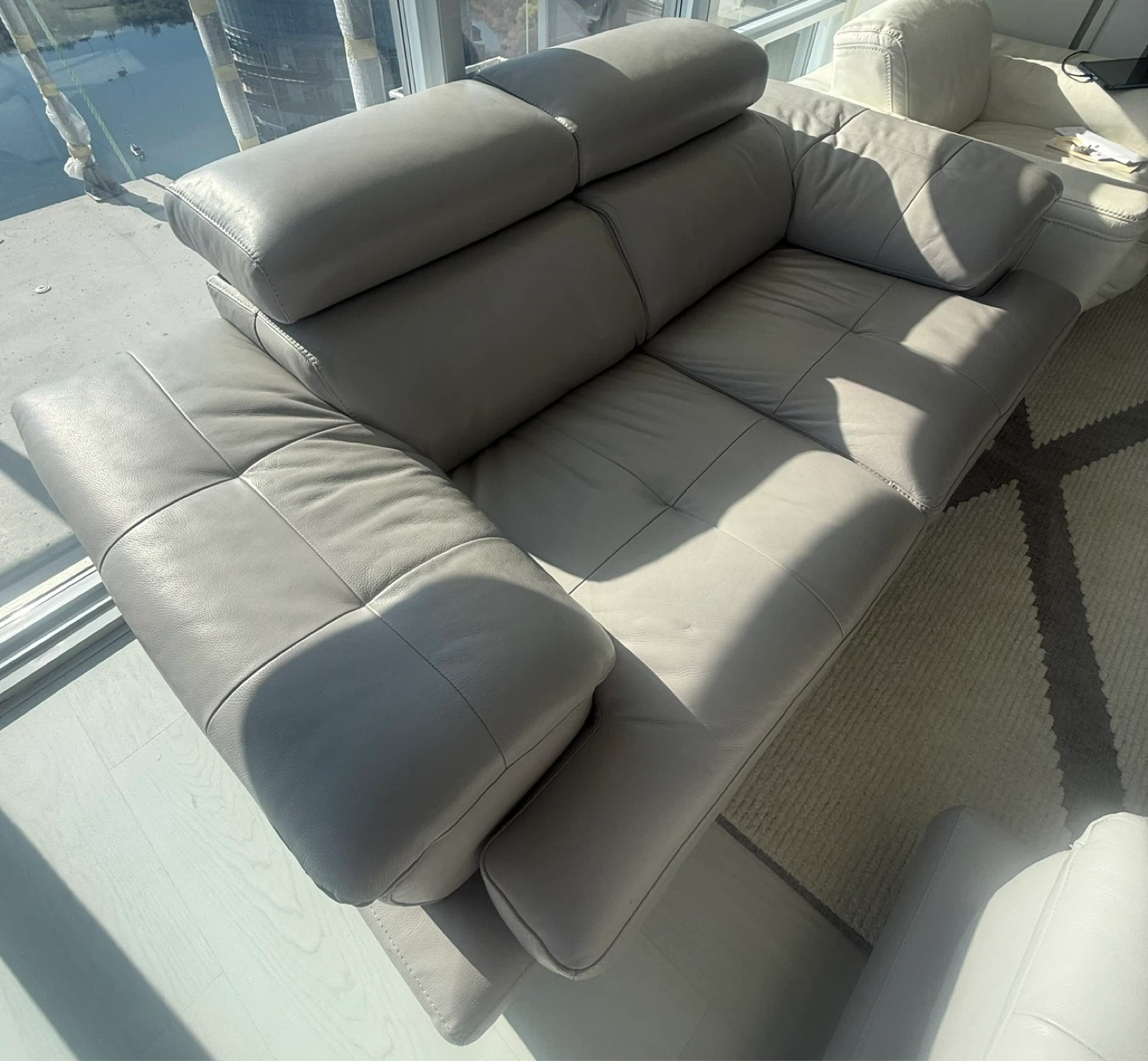 Grey Leather Sofa with love seat - photo 4
